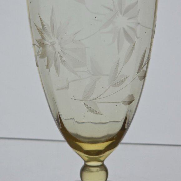 2 Lancaster Glass Co yellow Jubilee goblets - Picture 2 of 2